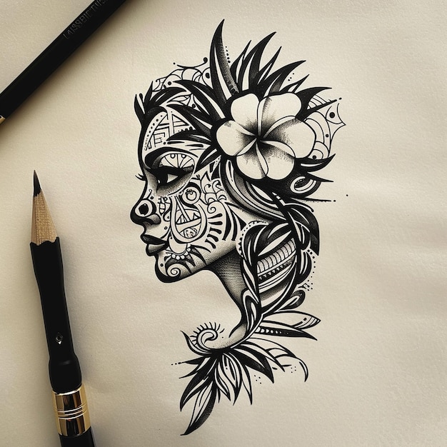 Photo tatto design wallpaper illustration