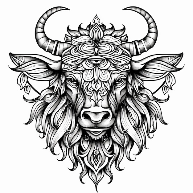 Tattoo Art Animal Head Coloring Page