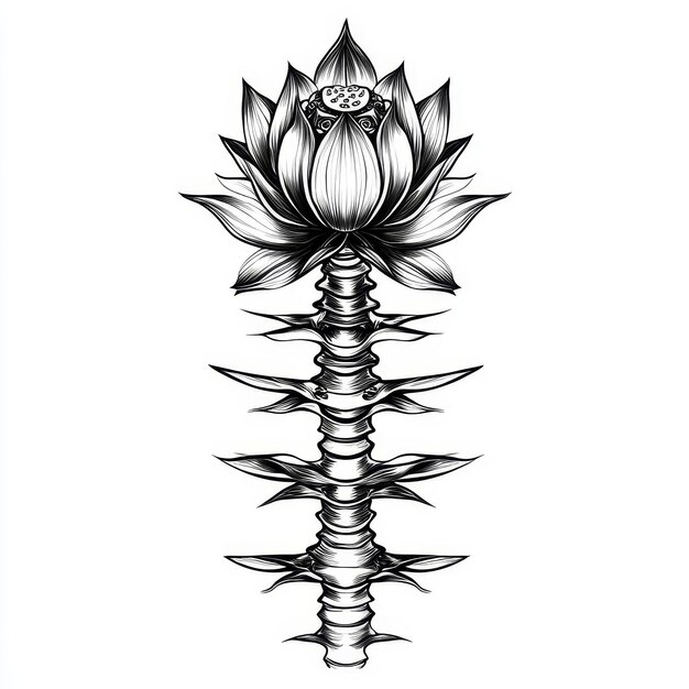 Photo tattoo art sketch of lotus flower vector illustration