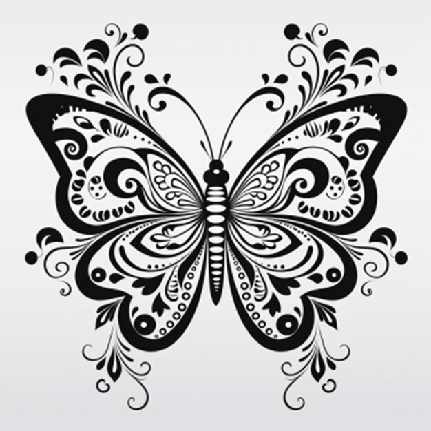 tattoo design with flowers butterfly digital illustration painting