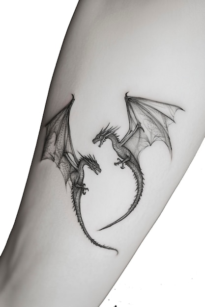 Photo a tattoo of a dragon and a dragon on a womans arm