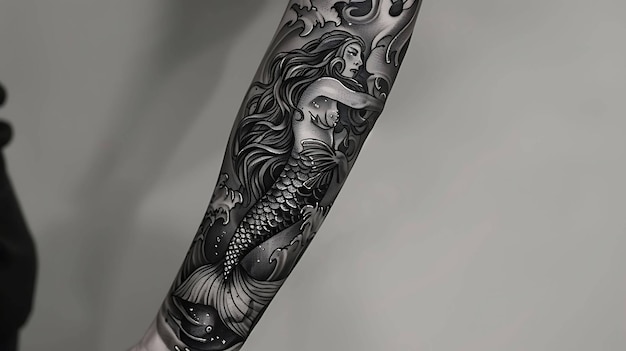 Photo a tattoo of a fish and a fish on a womans arm