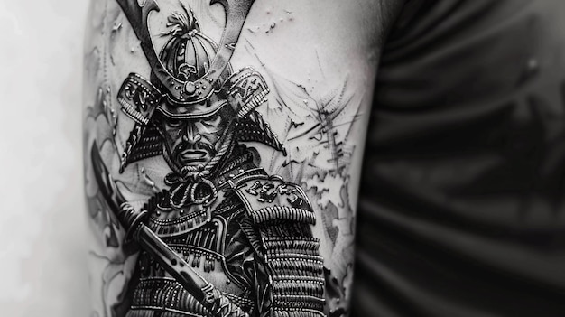 Photo a tattoo of a knight with a sword and a sword