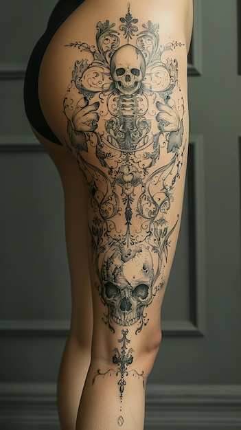 a tattoo of skulls and skulls by person