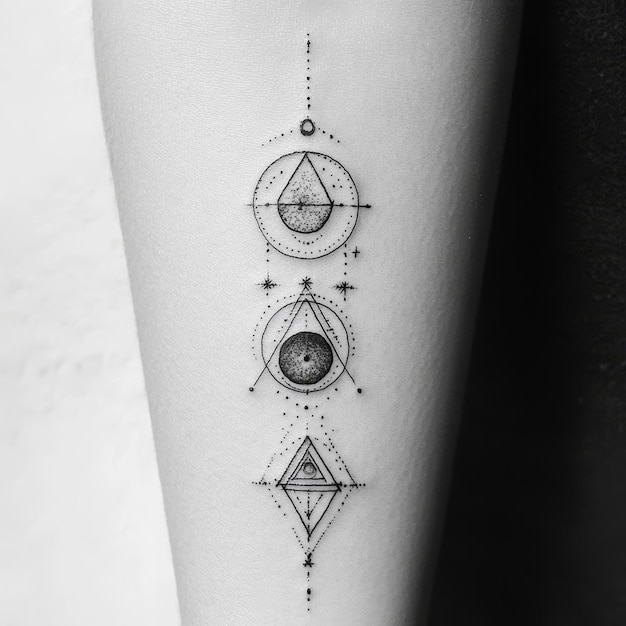 Photo a tattoo with the word geometric on it