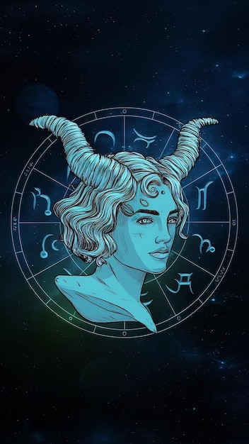 Taurus horoscope head generated illustration outer space background lunar zodiac