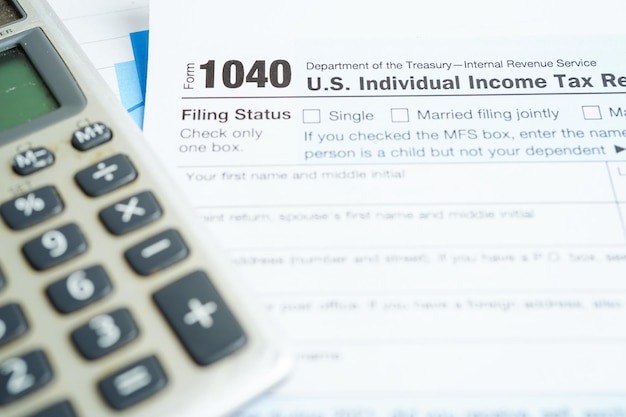 Tax form 1040 US Individual Income Tax Return business finance concept