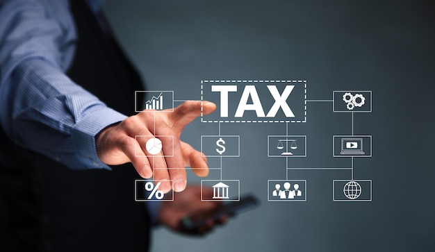 TAX and icons on virtual screen