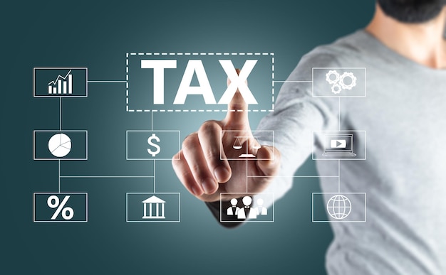 TAX and icons on virtual screen