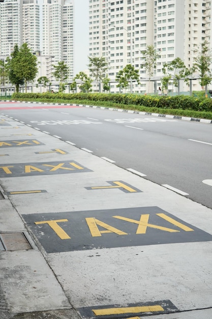 Taxi stand sign on a road in singapore