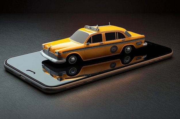 Taxi standing on smartphone screen