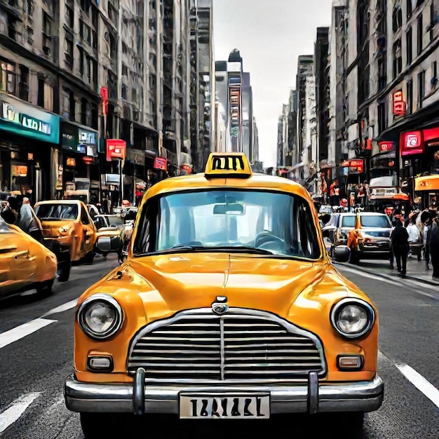 Photo a taxi with a yellow taxi on the top