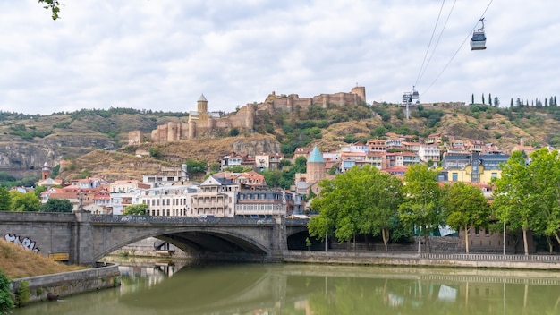 Tbilisi, Georgia - 01 August, 2021: Beautiful view of Old Tbilisi, Abanotubani. Travel