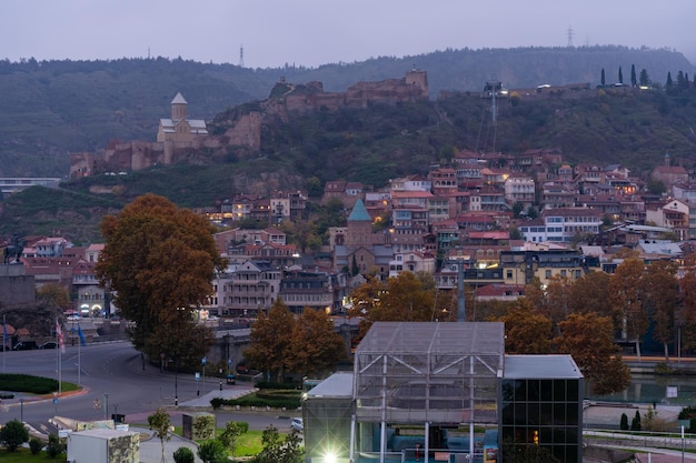 Tbilisi Georgia 6 November 2021 Beautiful panoramic view of old Tbilisi