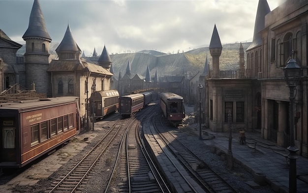 Tbilisi railway view in cinematic light image generative AI