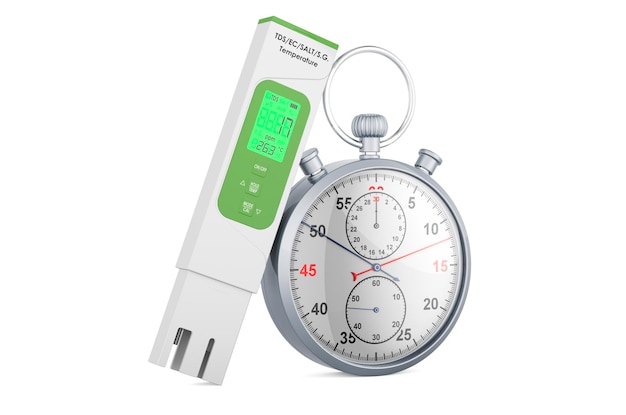 TDS meter with stopwatch 3D rendering