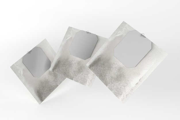 Tea Bags Right Side Isolated With White Background