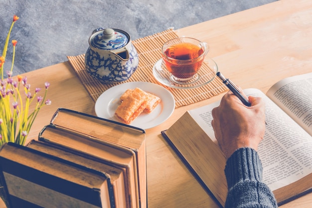 tea and book