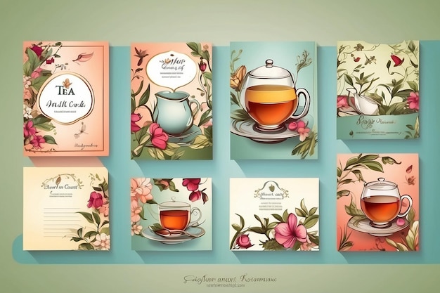 Photo tea card template for restaurant cafe bar