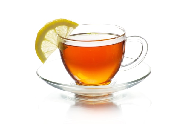 Tea in cup isolated on white background