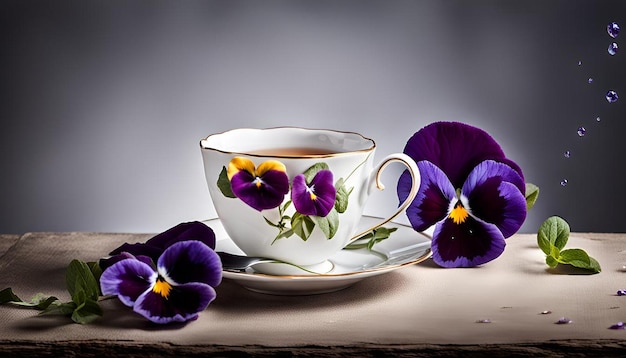 Tea and flower pansy