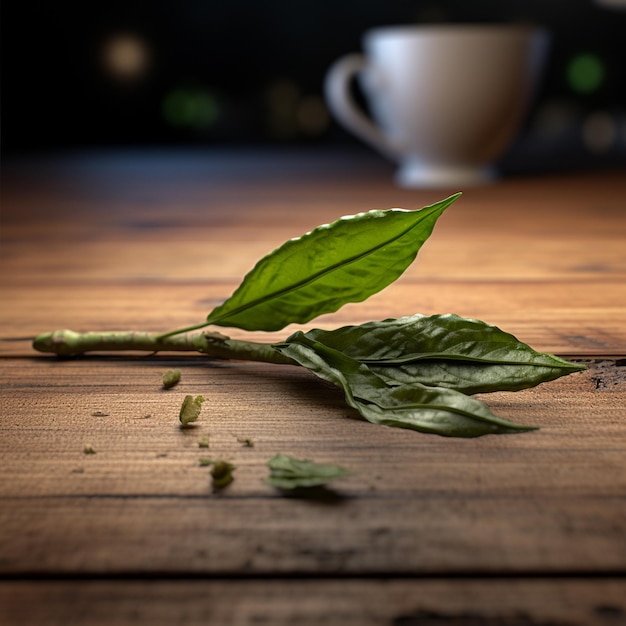 A tea leaves on table