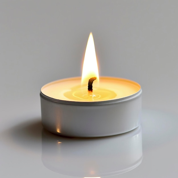 Tea light candle isolated on white background