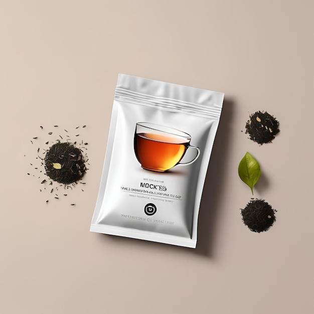 Photo tea packaging mockup