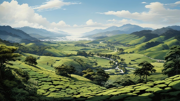 Tea plantation painting The Great Depression