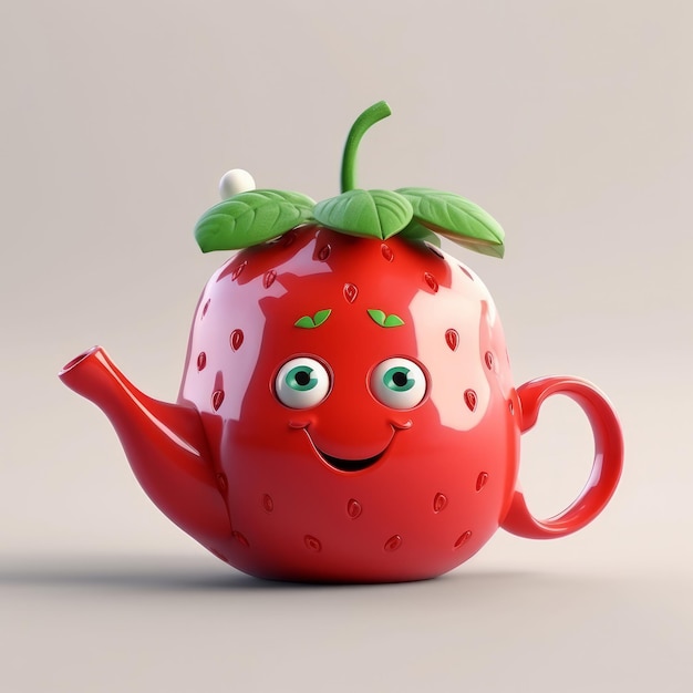 Tea Pot in Strawberry Shape Illustration Generative AIxA