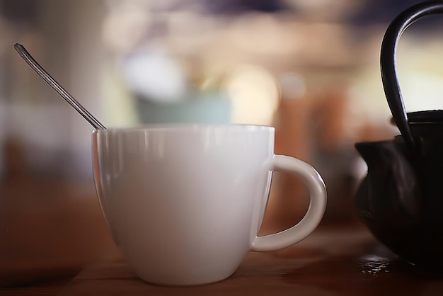 tea service in the cafe, a cup of tea