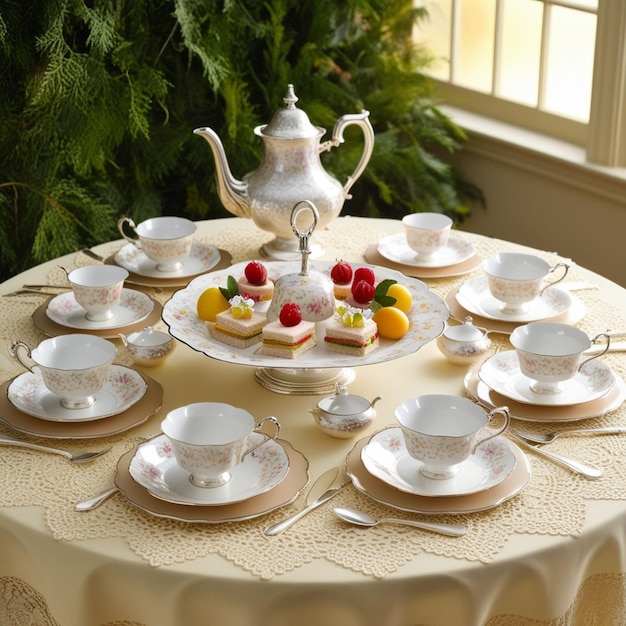 Tea Table Design Vector Background