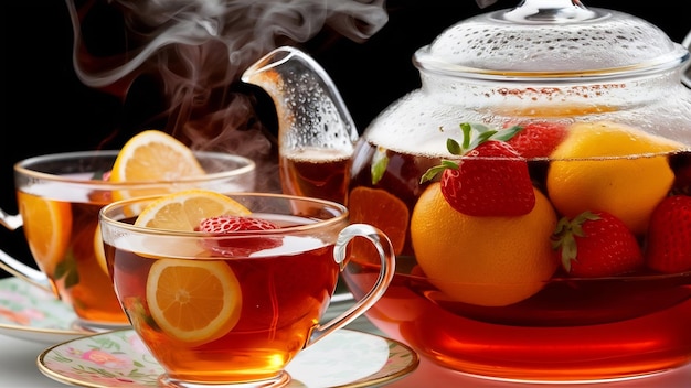 Tea with fresh fruits