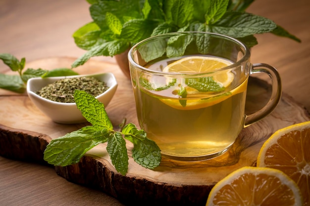 Tea with lemon and mint (Turkish name; nane limon cayi)