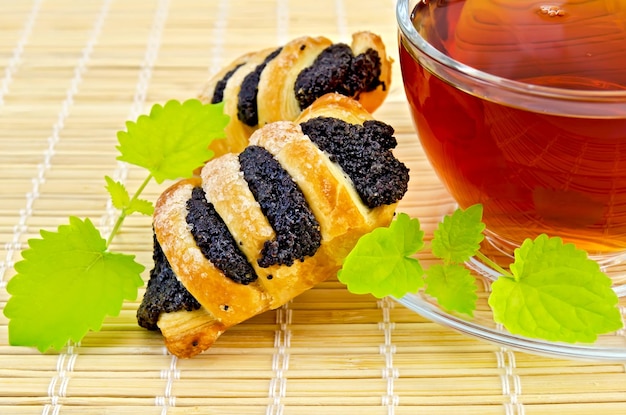 Tea with mint and poppy seed biscuits