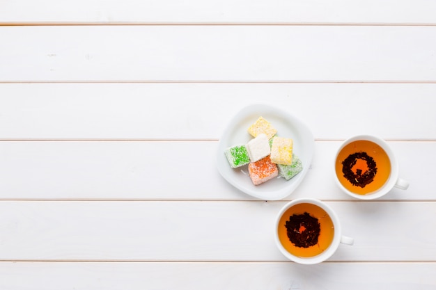 Tea on the wooden table