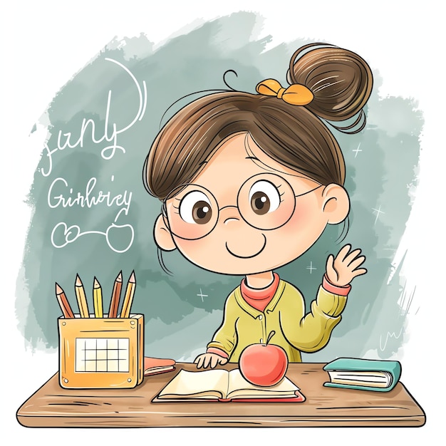 teacher in class illustration for kids