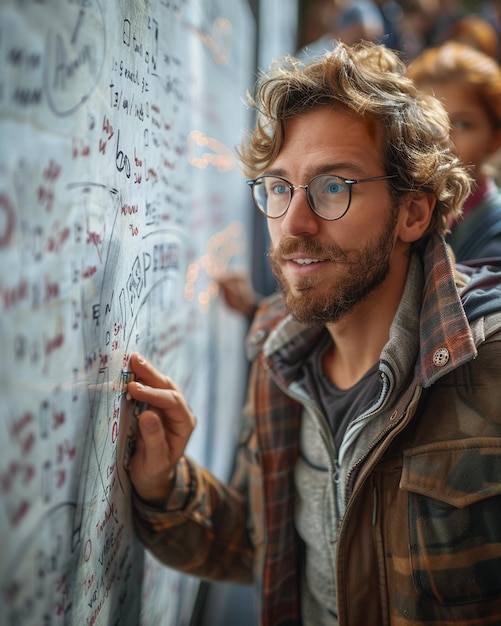 A Teacher Demonstrating Math Problem Wallpaper