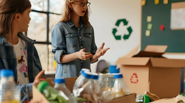 Teacher Explaining Circular Economy Concepts for Sustainable Curriculum and Waste Reduction