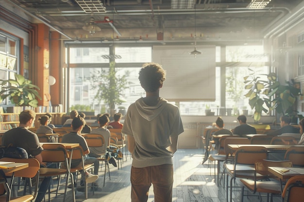 Teacher incorporating movement into lessons