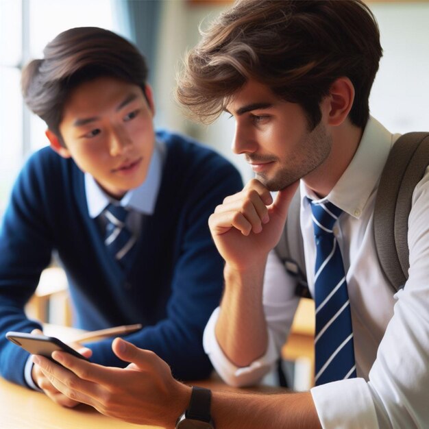 Teacher is communication with students at school