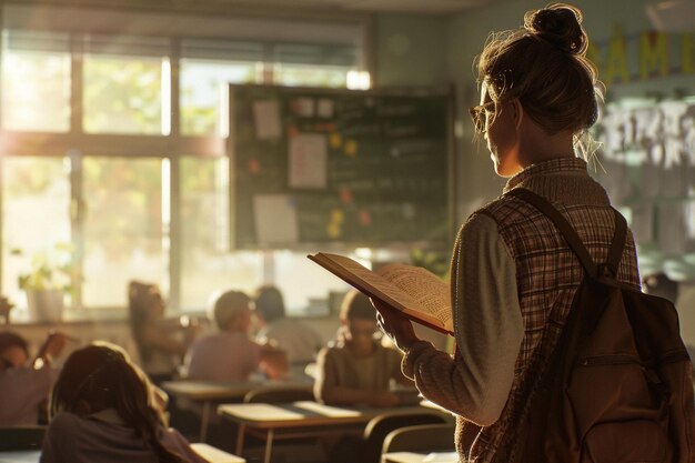 Teacher reading to class