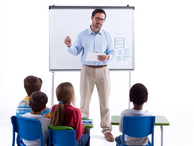 Teacher Standing in Front of Whiteboard