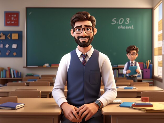 a teacher stands in front of classroom