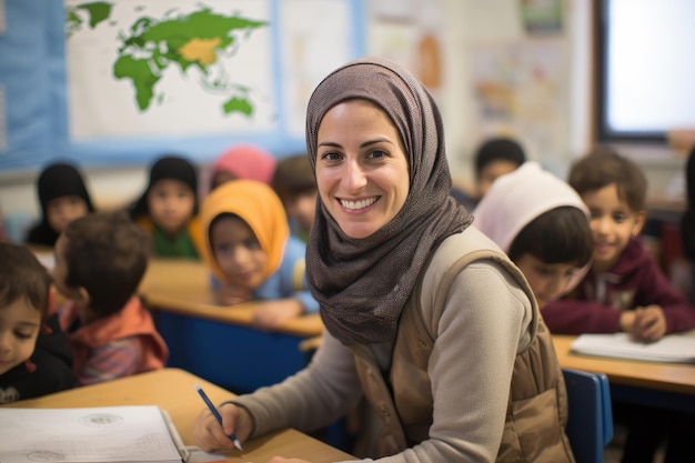 Teacher and Students Interacting in Turkish Classroom