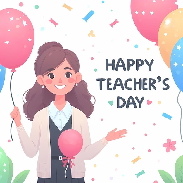 Teacher teaching students Happy teachers day modern vector illustration