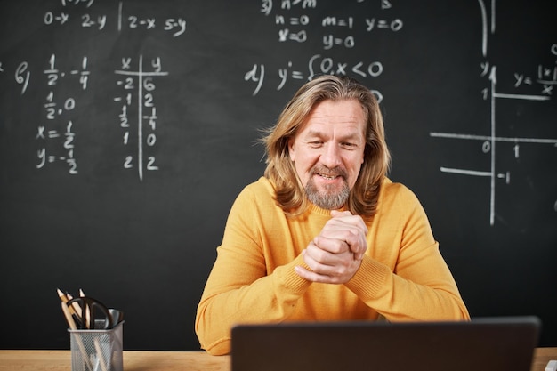 Teacher using laptop for video call