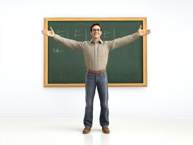 Teacher Welcoming Students with Friendly Gesture