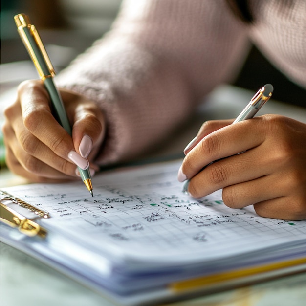 Photo a teacher writing personalized notes in a students planner or assignment book for parents