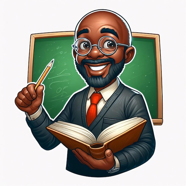 TEACHERS CHARACTER CARTOON ILLUSTRATION IN WHITE BACKROUND